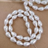 Natürliche Süßwasser Muschel Perlen, Muschelkern, Tropfen, DIY & verschiedene Größen vorhanden, weiß, verkauft per ca. 38 cm Strang