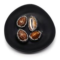 Shell Pendants, with Rhinestone Clay Pave & Brass, DIY, 27x38mm, Sold By PC