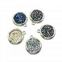 Rhinestone Brass Pendants, Round, plated, DIY & with rhinestone, more colors for choice, nickel, lead & cadmium free, 17x20mm, Sold By PC