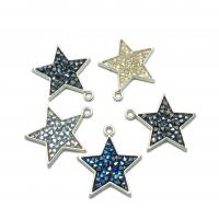 Rhinestone Brass Pendants, Star, plated, DIY & with rhinestone, more colors for choice, nickel, lead & cadmium free, 21x23mm, Sold By PC