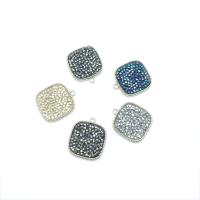 Rhinestone Brass Pendants, Square, plated, DIY & with rhinestone, more colors for choice, nickel, lead & cadmium free, 21x23mm, Sold By PC