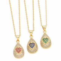 Cubic Zircon Micro Pave Brass Necklace, with 5cm extender chain, plated, fashion jewelry & micro pave cubic zirconia, more colors for choice, nickel, lead & cadmium free, 24x11mm, Length:45 , Sold By PC