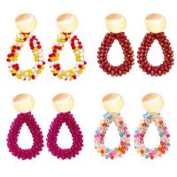 Brass Drop Earring with Seedbead plated fashion jewelry nickel lead & cadmium free Sold By Pair