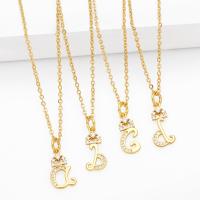 Cubic Zircon Micro Pave Brass Necklace, with 5cm extender chain, Alphabet Letter, plated, fashion jewelry & different designs for choice & micro pave cubic zirconia, more colors for choice, nickel, lead & cadmium free, Length:45 cm, Sold By PC
