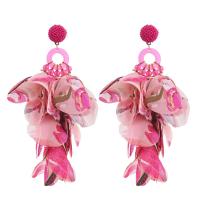 Acrylic Jewelry Earring Cloth with Glass & Zinc Alloy & Acrylic Flower handmade fashion jewelry & for woman Sold By Pair