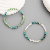 Pulseiras de cristal, with pedracaroço & turquesa & fio elástico, feito à mão, joias de moda & para mulher, comprimento Aprox 18 cm, vendido por PC