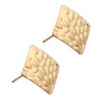 Stainless Steel Earring Stud Component, 304 Stainless Steel, plated, DIY, golden, 14x14x12mm, Sold By Pair