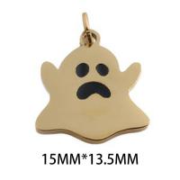 Fashion Halloween Pendant, 304 Stainless Steel, plated, DIY & enamel, golden, 15x13.50x1.50mm, Hole:Approx 3mm, Sold By PC