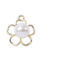 Zinc Alloy Flower Pendants with Plastic Pearl DIY & with rhinestone nickel lead & cadmium free Sold By PC
