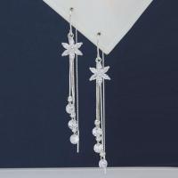 925 Sterling Silver Drop -øreringe, 925 Sterling Sølv, mode smykker & for kvinde, nikkel, bly & cadmium fri, Earring size:1.2x7.5cm, Solgt af par