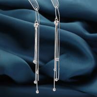 925 Sterling Silver Drop -øreringe, 925 Sterling Sølv, mode smykker & forskellige stilarter for valg & for kvinde, nikkel, bly & cadmium fri, Earring size:0.5x7.5cm, Solgt af par