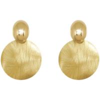 liga de zinco brincos tipo gota, Padrão Geométrico, cromado de cor dourada, joias de moda & para mulher, 45x65mm, vendido por par