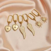 Titanstahl Tropfen Ohrring, 14 K vergoldet, verschiedene Stile für Wahl & für Frau & mit Strass, earring length 20-60mm, verkauft von Paar