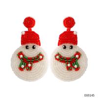 Seedbead Boucle d'oreille goutte, bonhomme de neige, Bijoux de Noël & pour femme, 45x70mm, Vendu par paire