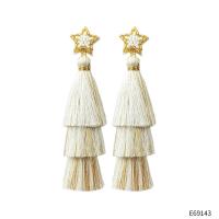 Cotton Thread Tassel Earring, with Seedbead, Star, Christmas jewelry & for woman, 33x115mm, Sold By Pair