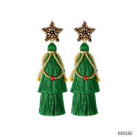 Fil de coton boucle d'oreille en gland, avec Seedbead, étoile, Bijoux de Noël & pour femme, 100mm, Vendu par paire