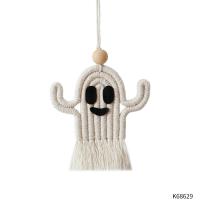 Fio de algodão Ornamentos pendurados, with madeira, fantasma, unissex & Jóias de Halloween, 90x310mm, vendido por PC