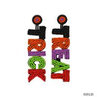 Glass Seed Beads Drop Earring, Alphabet Letter, Halloween Jewelry Gift & for woman, 25x90mm, Sold By Pair