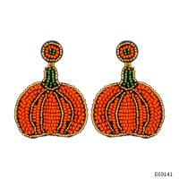Seedbead Drop Earring, Pumpkin, Halloween Jewelry Gift & for woman, 42x60mm, Sold By Pair