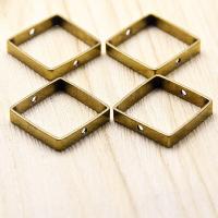 Brass Jewelry Connector, Square, DIY & 1/1 loop & hollow, original color, nickel, lead & cadmium free, 20x20x4mm, Approx 100PCs/Bag, Sold By Bag