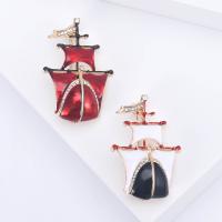 Tibetan Style Brooches, Sail Boat, gold color plated, fashion jewelry & for woman & enamel & with rhinestone, more colors for choice, nickel, lead & cadmium free, 30x44mm, Sold By PC