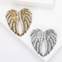 Tibetan Style Brooches, Wing Shape, plated, vintage & fashion jewelry & for woman & with rhinestone, more colors for choice, nickel, lead & cadmium free, 51x55mm, Sold By PC