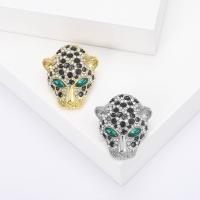 Tibetan Style Brooches, Leopard, plated, fashion jewelry & for woman & enamel & with rhinestone, more colors for choice, nickel, lead & cadmium free, 32x37mm, Sold By PC