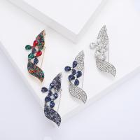 Tibetan Style Brooches, plated, fashion jewelry & for woman & with rhinestone, more colors for choice, nickel, lead & cadmium free, 30x63mm, Sold By PC
