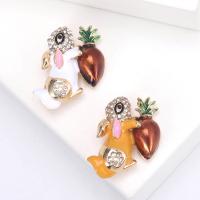 Tibetan Style Brooches, Rabbit, gold color plated, fashion jewelry & for woman & enamel & with rhinestone, more colors for choice, nickel, lead & cadmium free, 34x26mm, Sold By PC