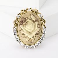 Tibetan Style Brooches, with Resin, antique gold color plated, vintage & fashion jewelry & embossed & for woman & with rhinestone, mixed colors, nickel, lead & cadmium free, 40x50mm, Sold By PC