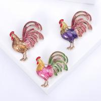Tibetan Style Brooches, Cock, gold color plated, fashion jewelry & for woman & enamel, more colors for choice, nickel, lead & cadmium free, 43x48mm, Sold By PC