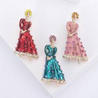 Tibetan Style Brooches, Girl, gold color plated, fashion jewelry & for woman & enamel & with rhinestone, more colors for choice, nickel, lead & cadmium free, 23x45mm, Sold By PC