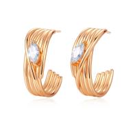 Cubic Zirconia Micro Pave Brass Earring, Plating champagne gold, fashion jewelry & micro pave cubic zirconia & for woman, nickel, lead & cadmium free, 21x11x30mm, Sold By Pair