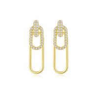 Cubic Zirconia Micro Pave Sterling Silver Earring 925 Sterling Silver 18K gold plated fashion jewelry & micro pave cubic zirconia & for woman nickel lead & cadmium free Sold By Pair