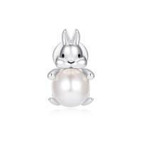 Shell Brooch, Brass, with Shell Pearl, Rabbit, fashion jewelry & for woman, nickel, lead & cadmium free, 14x24mm, Sold By PC