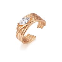 Kubisk Circonia Micro bane messing Ring, Plating champagne guld, mode smykker & Micro Pave cubic zirconia & for kvinde, nikkel, bly & cadmium fri, Solgt af PC