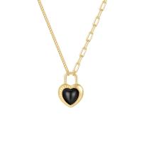 925 Sterling Silver Necklaces, with Black Agate, with 1.97inch extender chain, fashion jewelry & for woman, nickel, lead & cadmium free, Length:Approx 15.74 Inch, Sold By PC