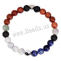 Gemstone Bracelets, with Wood, fashion jewelry & elastic & Unisex, mixed colors, Length:Approx 18 cm, Sold By PC