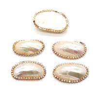 Shell Cabochons with Brass Oval gold color plated DIY & with rhinestone white Length about 20-25mm Hight about 30-35mm Sold By PC
