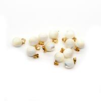 Shell Pendants White Lip Shell with Brass Round gold color plated DIY white 10mm Sold By PC