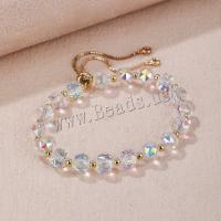 Glass Beads Bracelet, with Brass, gold color plated, Adjustable & for woman, nickel, lead & cadmium free, 8mm, Length:Approx 18 cm, Sold By PC