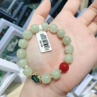 Gemstone Bracelets, Hetian Jade, with Yunnan Red Agate, for woman, mixed colors, 10mm, Length:Approx 18 cm, Sold By PC