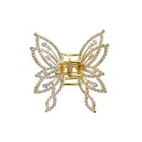 Hair Claw Clips Zinc Alloy with Plastic Pearl Butterfly plated fashion jewelry & with rhinestone nickel lead & cadmium free Sold By PC
