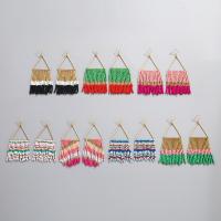 Fashion Fringe Earrings, Tibetan Style, with Seedbead, handmade, fashion jewelry & for woman, more colors for choice, nickel, lead & cadmium free, 85x35mm, Sold By Pair