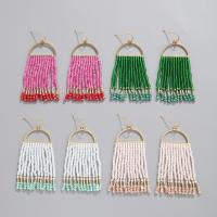 Fashion Fringe Earrings, Tibetan Style, with Seedbead, handmade, fashion jewelry & for woman, more colors for choice, nickel, lead & cadmium free, 75x30mm, Sold By Pair