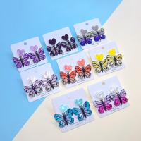 Acrylic Jewelry Earring Butterfly printing fashion jewelry & for woman Sold By Pair