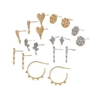 Brass Earring Stud Component, plated, DIY & different styles for choice & micro pave cubic zirconia, more colors for choice, Sold By PC