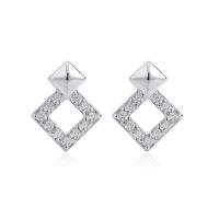 Cubic Zirconia Micro Pave Sterling Silver Earring, 925 Sterling Silver, plated, micro pave cubic zirconia & for woman, more colors for choice, 8mm, Sold By Pair