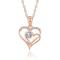 Cubic Zircon Micro Pave 925 Sterling Silver Necklace with 5CM extender chain Heart plated micro pave cubic zirconia & for woman Length Approx 40 cm Sold By PC