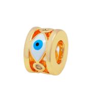 Evil Eye Pendants Brass DIY & micro pave cubic zirconia & enamel nickel lead & cadmium free Sold By PC